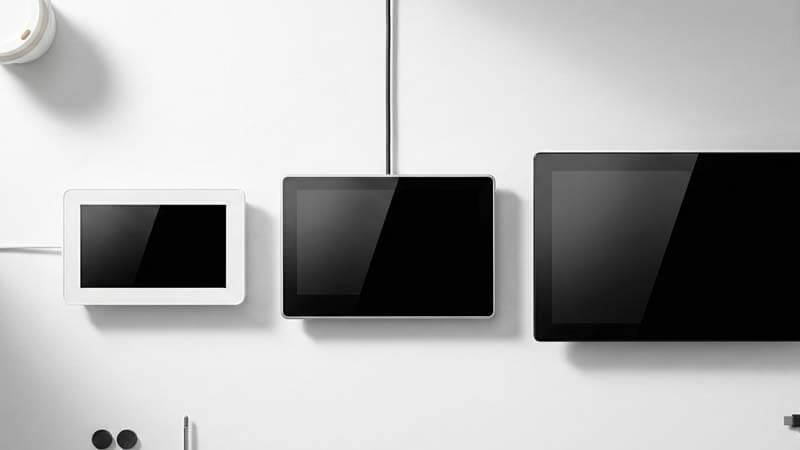 Сравнение размеров экранов видеодомофонов 4, 7 и 10 дюймов